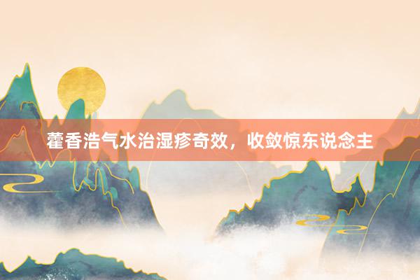 藿香浩气水治湿疹奇效，收敛惊东说念主